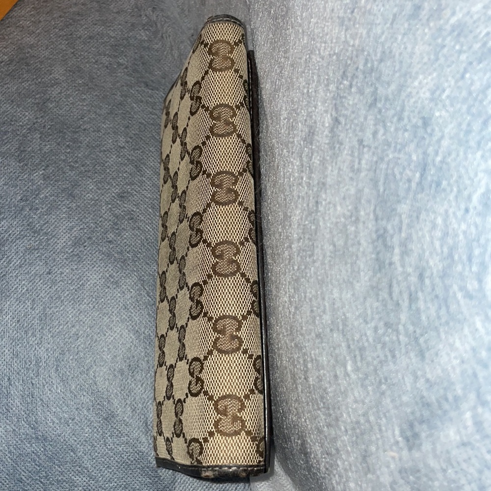 GUCCI HEART SIGNATURE JACQUARD GG BROWN LEATHER TRIM WALLET - Picture 10 of 12